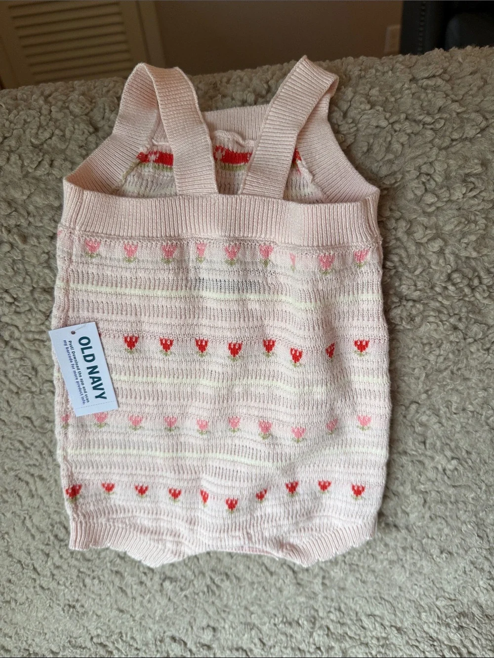 Old Navy Light Pink Knit Floral Baby Romper
